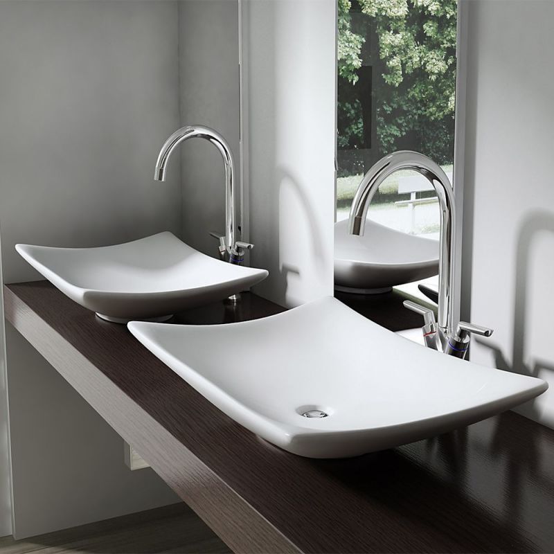 Lavoar EGO 5096, Alb, lucios, 60x40 cm, montaj pe blat, ceramica sanitara