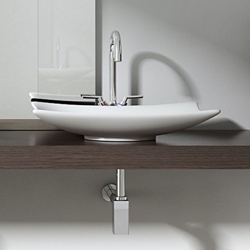 Lavoar EGO 5096, Alb, lucios, 60x40 cm, montaj pe blat, ceramica sanitara