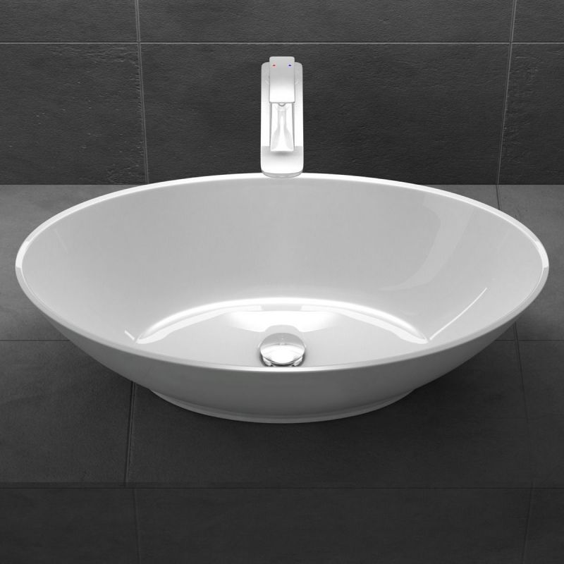 Lavoar EGO 807, Alb ,lucios, 62.5x34.5 cm, montaj pe blat, compozit marmura