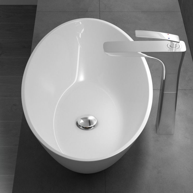 Lavoar EGO 807, Alb ,lucios, 62.5x34.5 cm, montaj pe blat, compozit marmura