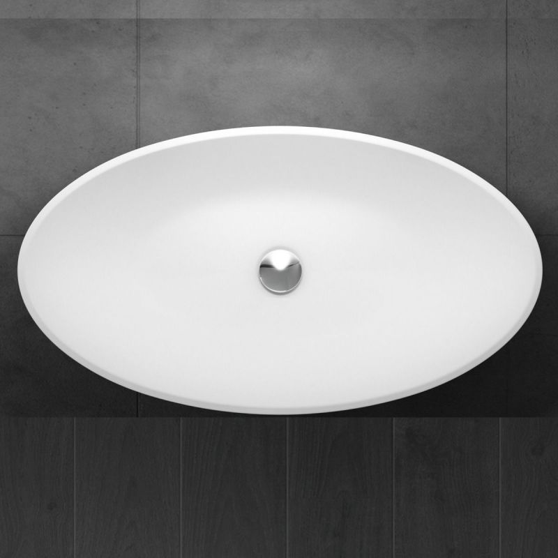 Lavoar EGO 807, Alb ,mat, 62.5x34.5 cm, montaj pe blat, compozit marmura