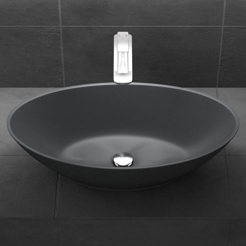 Lavoar EGO 807, Antracit ,mat, 62.5x34.5 cm, montaj pe blat, compozit marmura