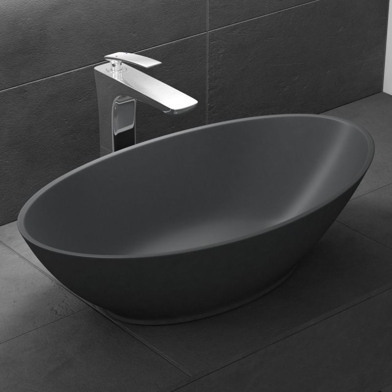 Lavoar EGO 807, Antracit ,mat, 62.5x34.5 cm, montaj pe blat, compozit marmura