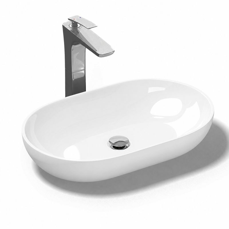 Lavoar EGO 808, Alb, lucios, 54x34 cm, montaj pe blat, compozit marmura