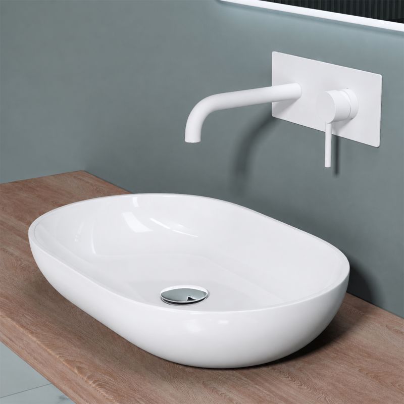 Lavoar EGO 808, Alb, lucios, 54x34 cm, montaj pe blat, compozit marmura