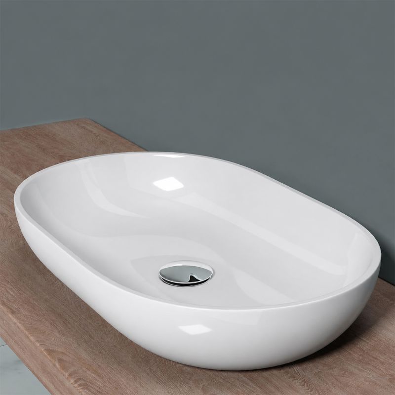 Lavoar EGO 808, Alb, lucios, 54x34 cm, montaj pe blat, compozit marmura