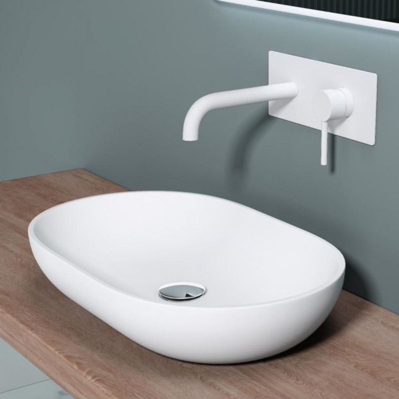 Lavoar EGO 808, Alb, mat, 54x34 cm ,montaj pe blat, compozit marmura