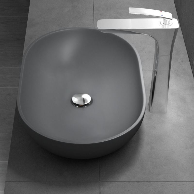 Lavoar EGO 808, Antracit, mat, 54x34 cm, montaj pe blat, compozit marmura