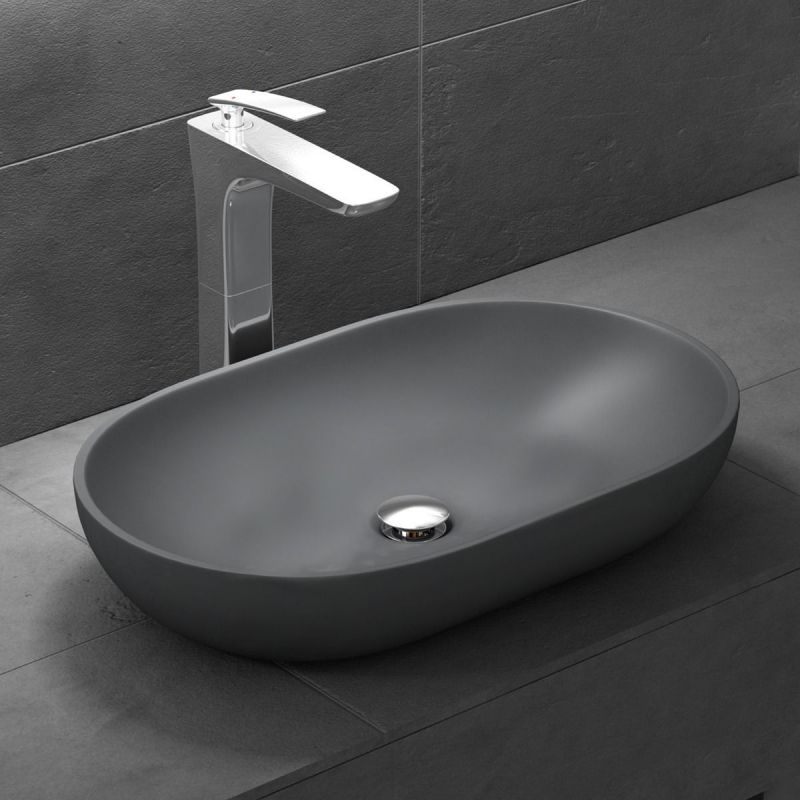 Lavoar EGO 808, Antracit, mat, 54x34 cm, montaj pe blat, compozit marmura