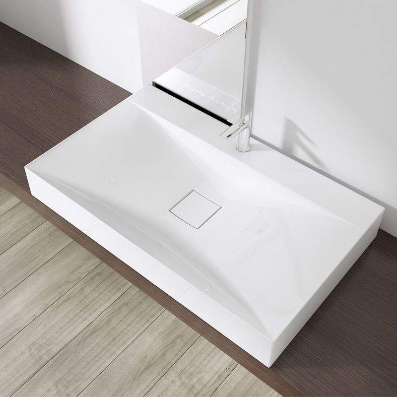 Lavoar EGO 810, Alb, lucios, 60, 80 sau 100 x 48 cm, montaj pe blat sau suspendat, compozit marmura