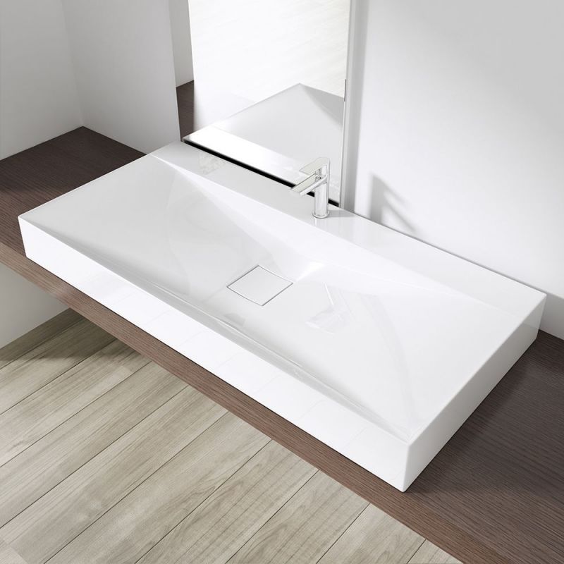 Lavoar EGO 810, Alb, lucios, 60, 80 sau 100 x 48 cm, montaj pe blat sau suspendat, compozit marmura