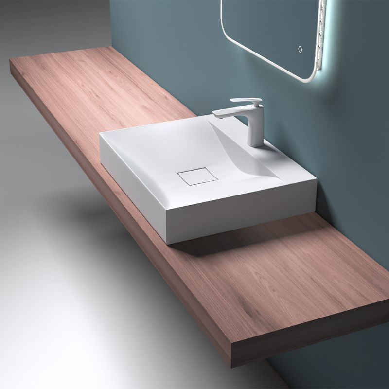 Lavoar EGO 810, Alb, lucios, 60, 80 sau 100 x 48 cm, montaj pe blat sau suspendat, compozit marmura
