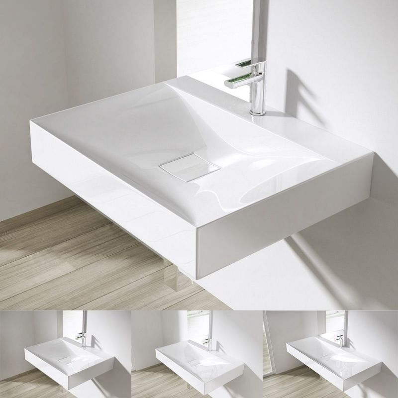 Lavoar EGO 810, Alb, lucios, 60, 80 sau 100 x 48 cm, montaj pe blat sau suspendat, compozit marmura