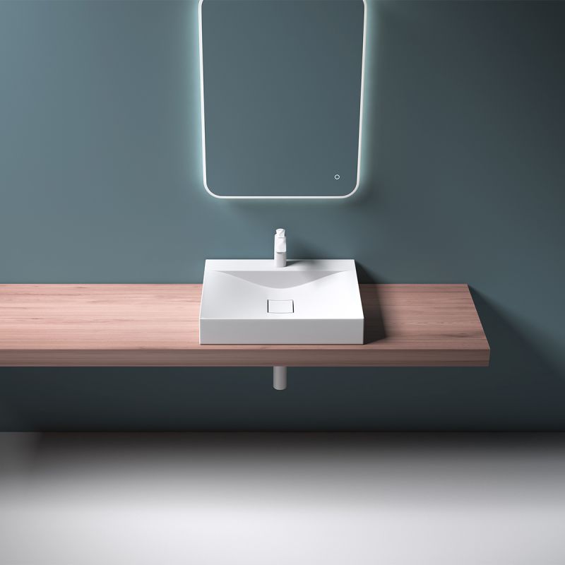 Lavoar EGO 810, Alb, lucios, 60, 80 sau 100 x 48 cm, montaj pe blat sau suspendat, compozit marmura