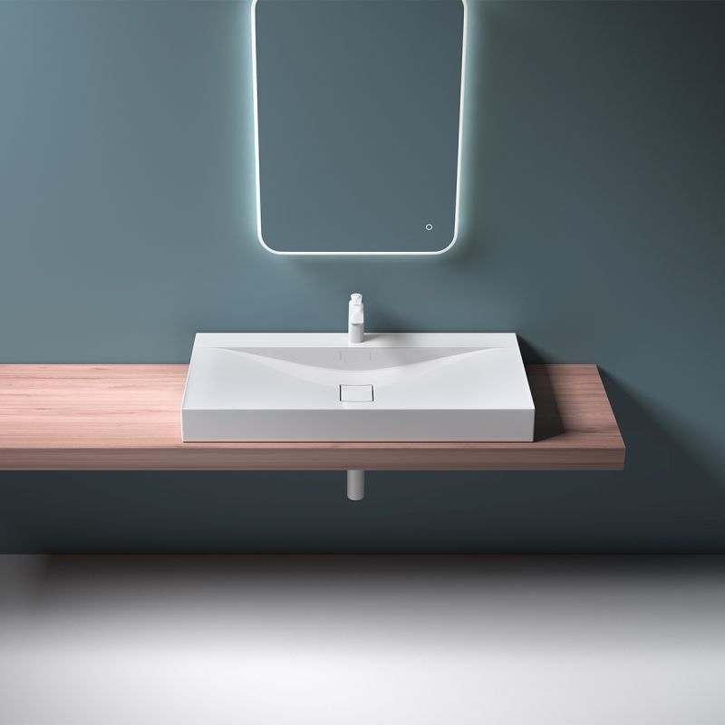 Lavoar EGO 810, Alb, lucios, 60, 80 sau 100 x 48 cm, montaj pe blat sau suspendat, compozit marmura