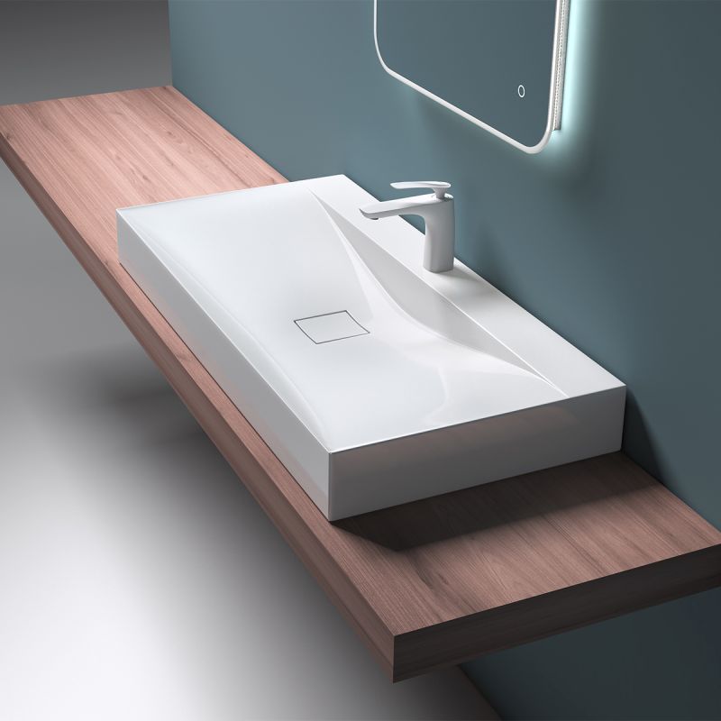 Lavoar EGO 810, Alb, lucios, 60, 80 sau 100 x 48 cm, montaj pe blat sau suspendat, compozit marmura