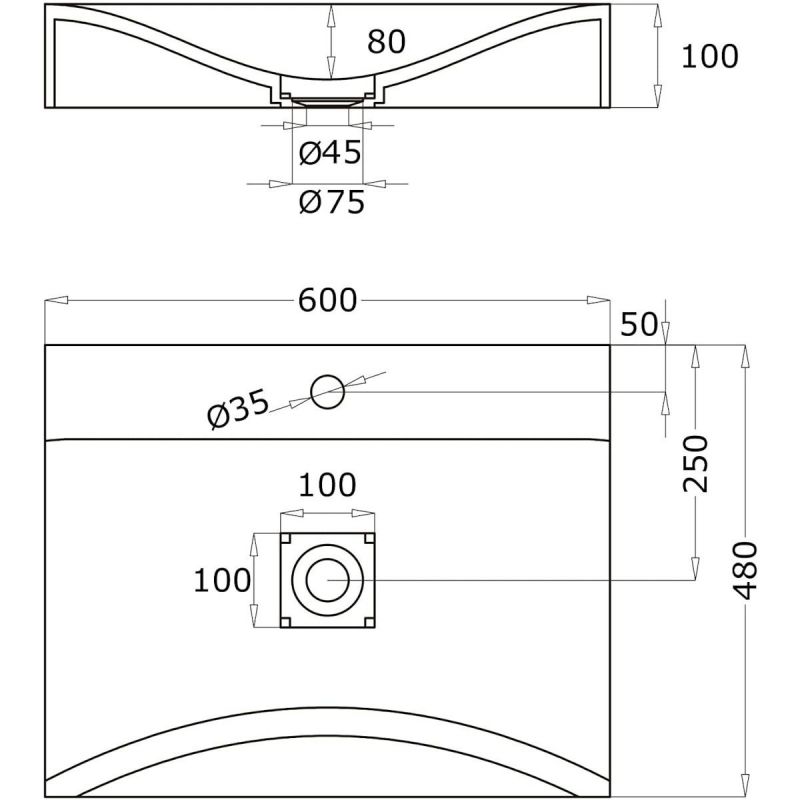 Lavoar EGO 810, Alb, lucios, 60, 80 sau 100 x 48 cm, montaj pe blat sau suspendat, compozit marmura