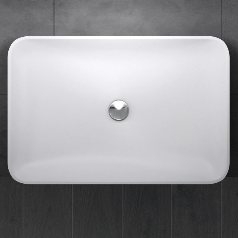 Lavoar EGO 815, Alb, mat, 60x40 cm, compozit marmura, montaj pe blat