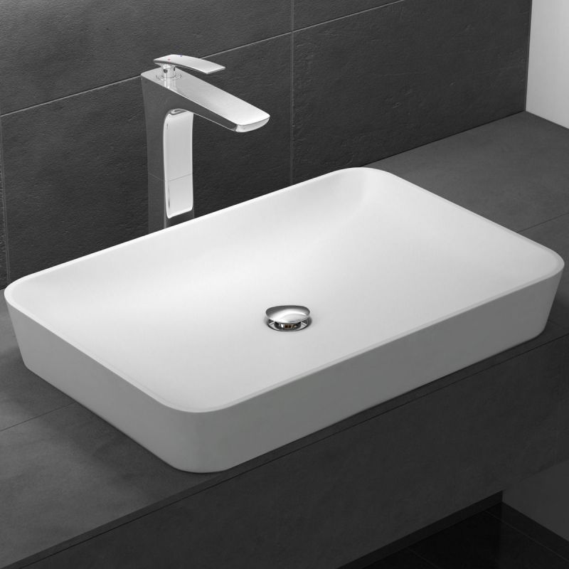 Lavoar EGO 815, Alb, mat, 60x40 cm, compozit marmura, montaj pe blat