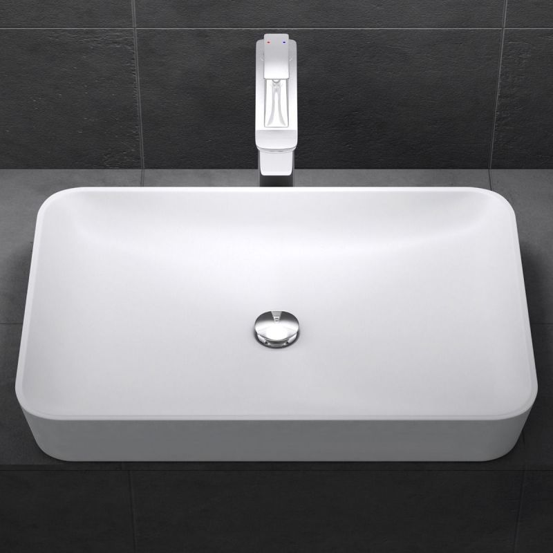 Lavoar EGO 815, Alb, mat, 60x40 cm, compozit marmura, montaj pe blat