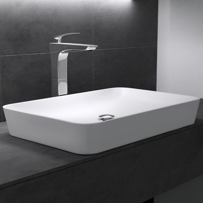 Lavoar EGO 815, Alb, mat, 60x40 cm, compozit marmura, montaj pe blat