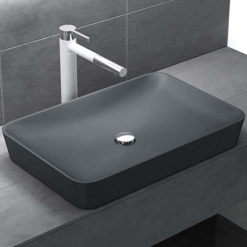 Lavoar EGO 815, Antracit, mat, 60x40 cm, montaj pe blat, compozit marmura