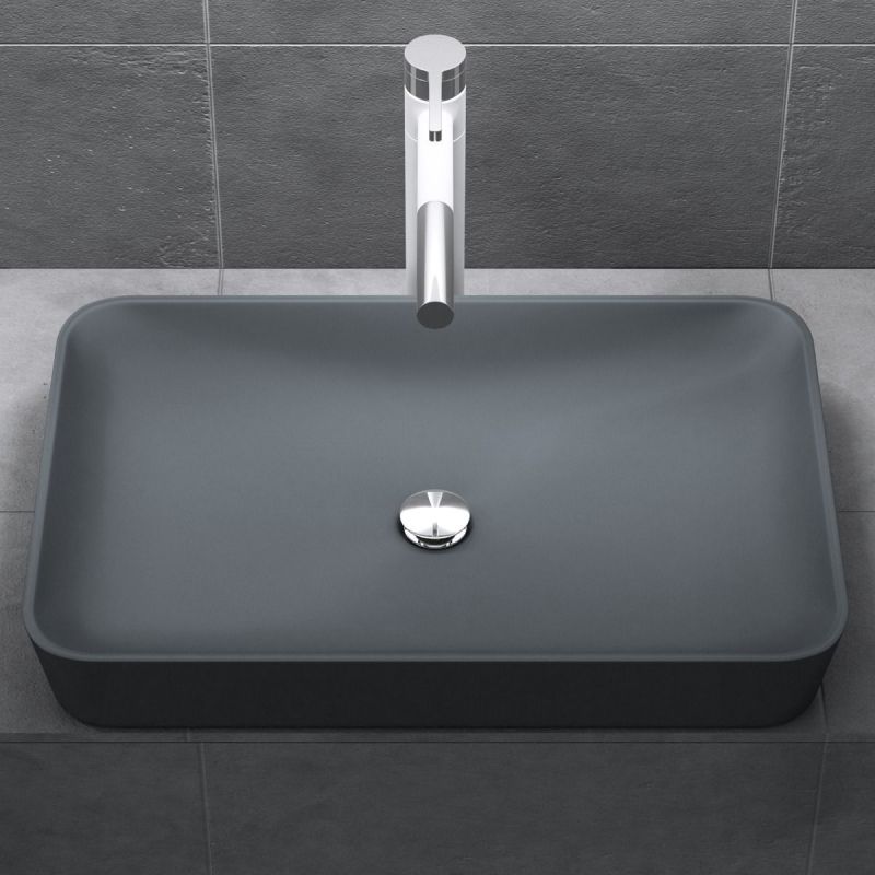 Lavoar EGO 815, Antracit, mat, 60x40 cm, montaj pe blat, compozit marmura