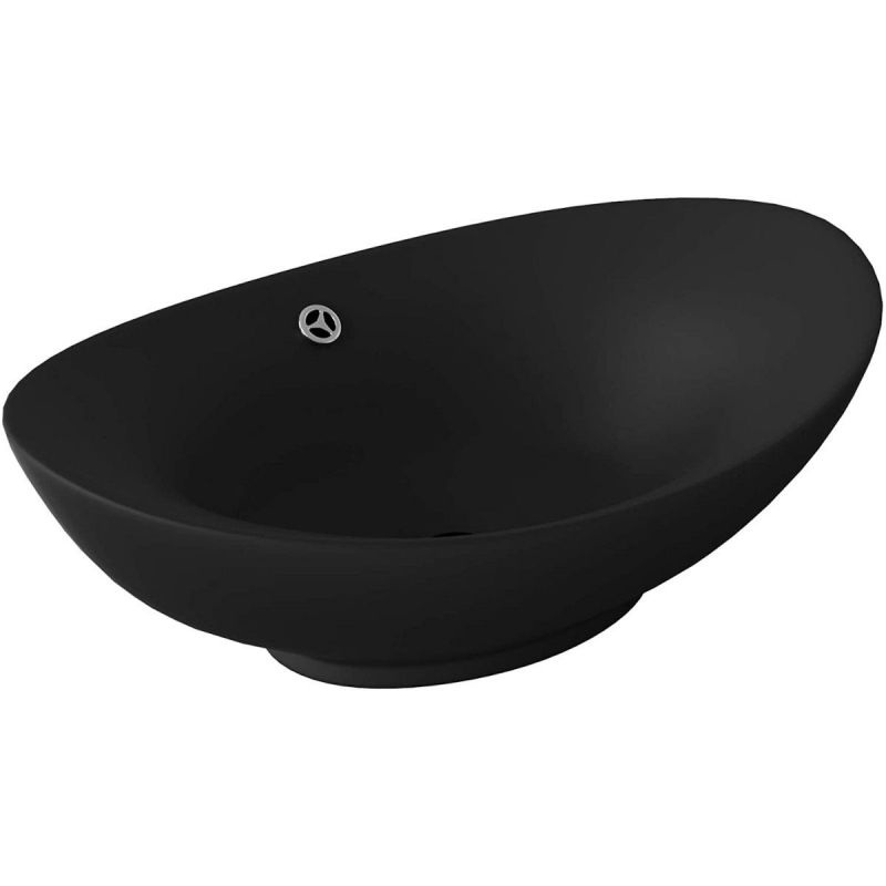 Lavoar EGO 818, Negru, mat, 59x38.3 cm, montaj pe blat, ceramica sanitara, cu preaplin