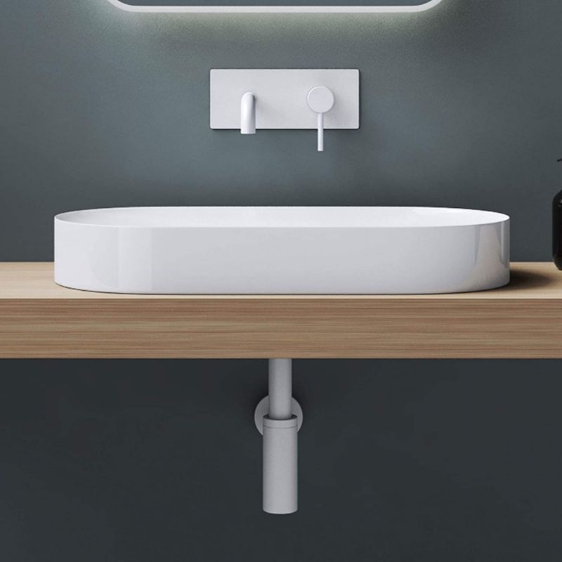 Lavoar EGO 826, Alb, lucios, scurgere ascunsa, 71x35 cm, compozit marmura, montaj pe blat