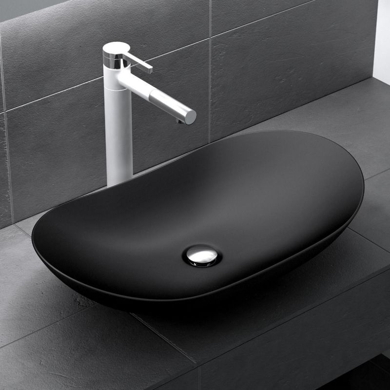 Lavoar EGO 858, Negru, mat, 63x36.5 cm, montaj pe blat, ceramica sanitata