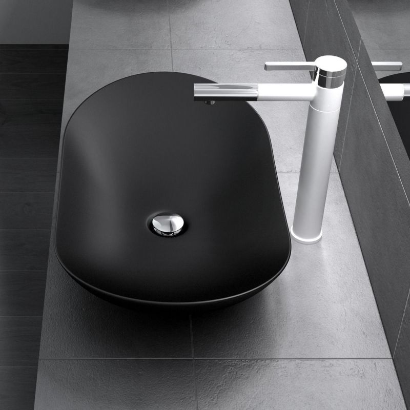 Lavoar EGO 858, Negru, mat, 63x36.5 cm, montaj pe blat, ceramica sanitata