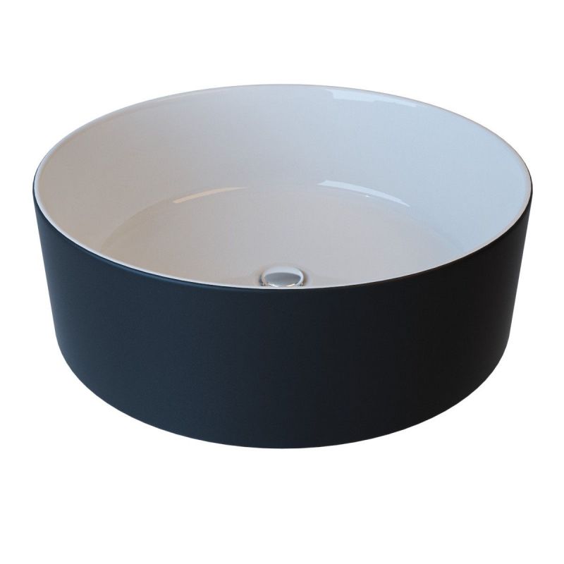 Lavoar EGO Clemente, Negru Mat, 40x40 cm, montaj pe blat, fara gaura de baterie, ceramica sanitara