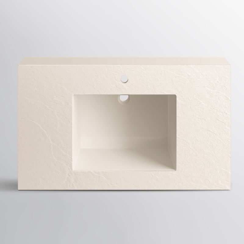 Lavoar Elsa, compozit mineral, montaj pe blat sau suspendat, Crem Mat, finisaj Ardezie, cu gaura de baterie, 80-100x 49.2-53 cm
