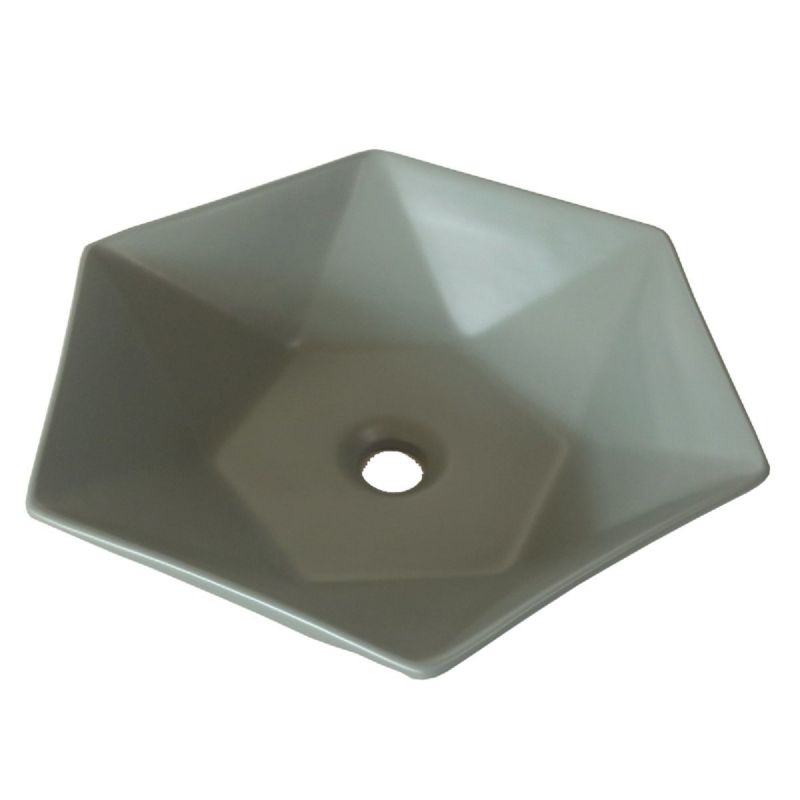 Lavoar hexagonal EGO Leonardo, Gri mat, 48x42 cm, montaj pe blat, ceramica sanitara