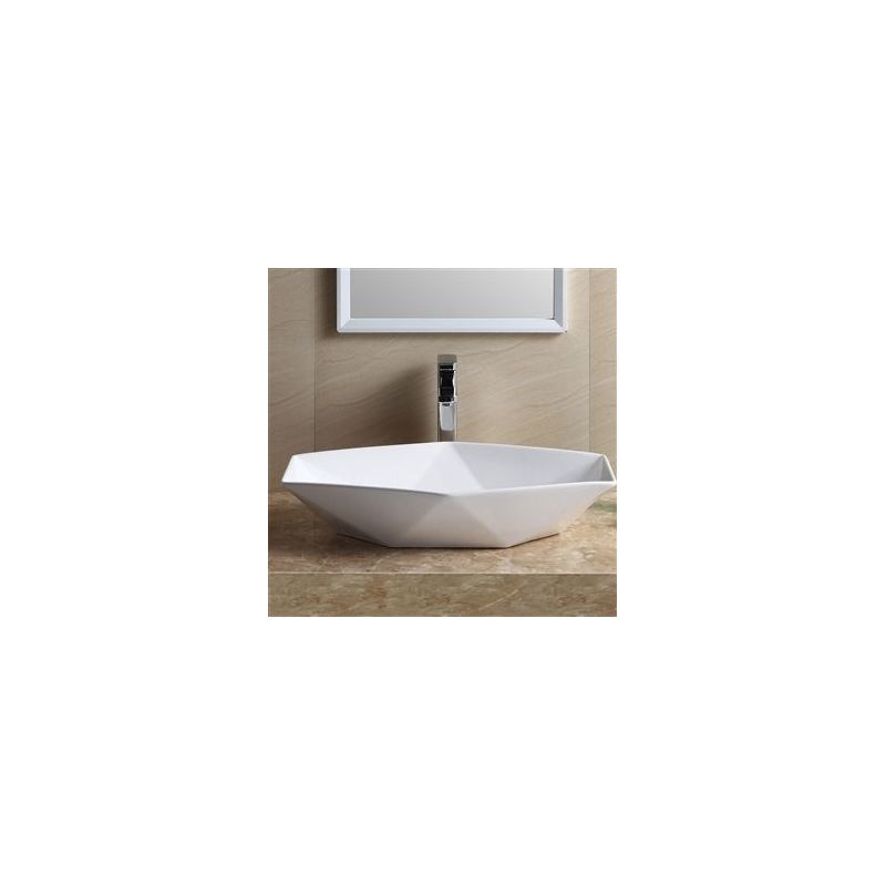 Lavoar hexagonal REA VEGA, Alb, lucios, 64x42cm, montaj pe blat, ceramica sanitara