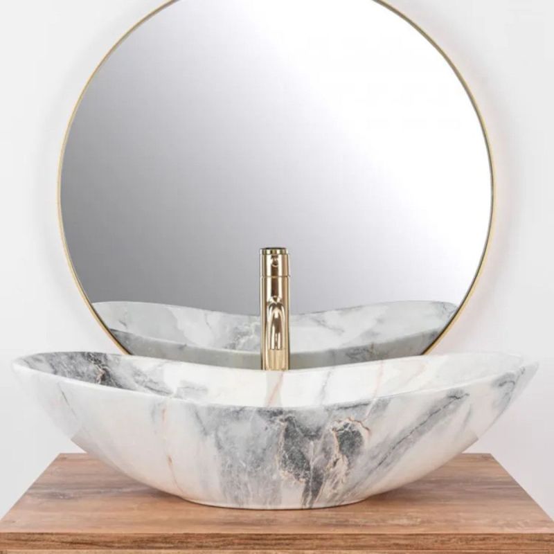 Lavoar, imitatie piatra, ceramica sanitara, 62x36 montaj pe blat, Luigi