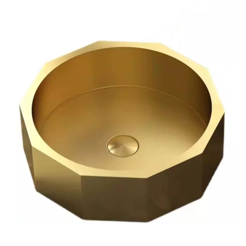 Lavoar Iron, otel inoxidabil, montaj pe blat, auriu mat, dimetru 42 cm, Royalty Line by Ego