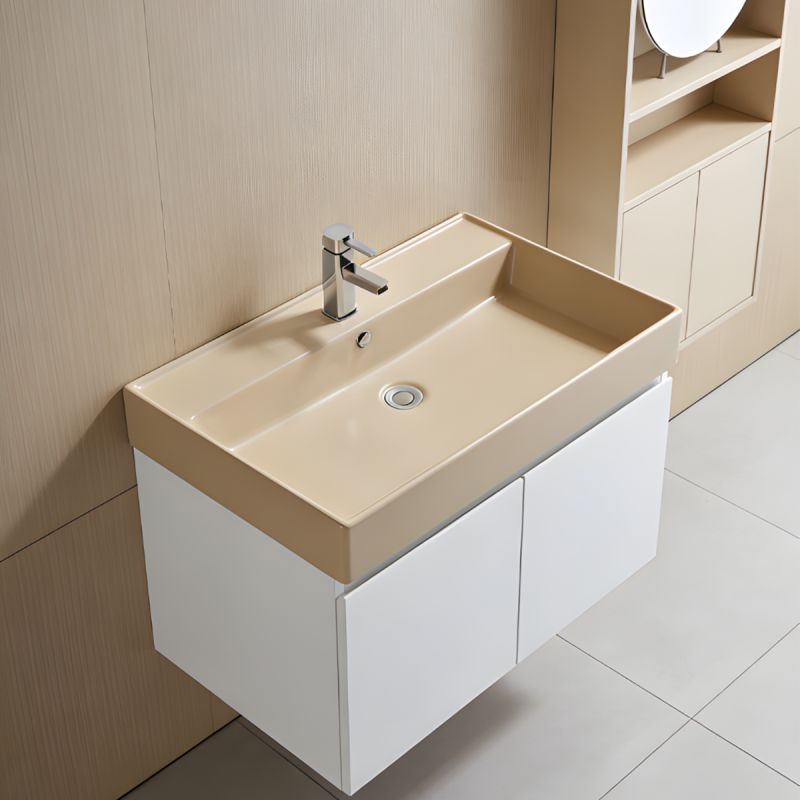 Lavoar Jasmine Mat, Power Color, gaura de baterie, montaj pe blat, ceramica sanitara, 60-80x50 cm, Avelia