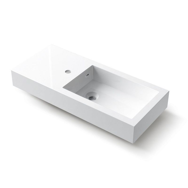 Lavoar Lola, compozit mineral, montaj suspendat sau pe blat, gaura de baterie pe stanga, 82x35 cm