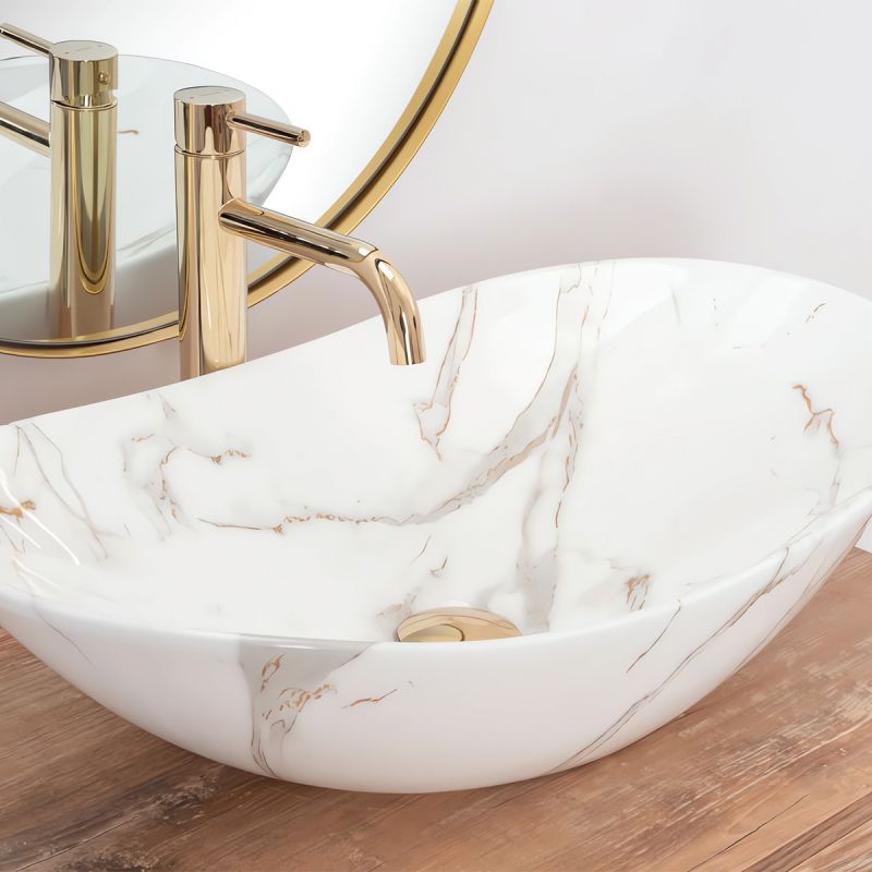 Lavoar Luigi Marble, lucios, finisaj marmura, 61x36 cm, montaj pe blat, ceramica sanitara