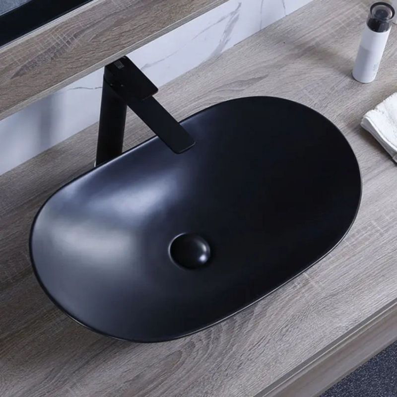 Lavoar Luigi, Negru Mat, ceramica sanitara, 52x32 montaj pe blat