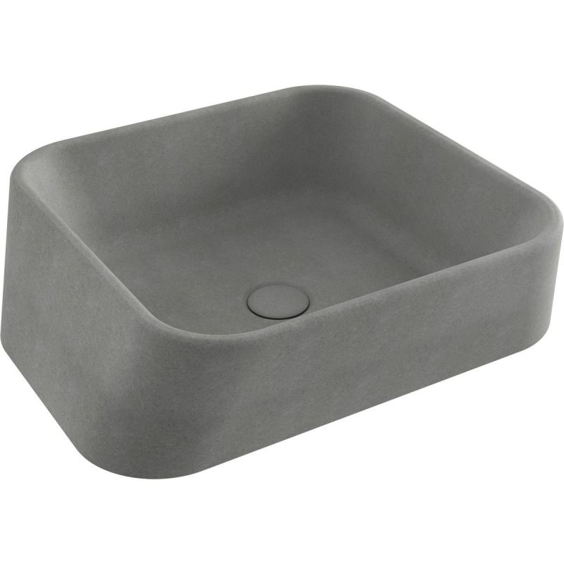 Lavoar Maluma, montaj pe blat, 51x42 cm, capac ceramic, gri ciment mat, Royalty Line by Ego