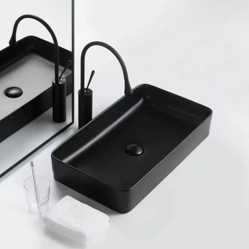 Lavoar Maura, Negru Mat, ceramica sanitara, 61x35 montaj pe blat