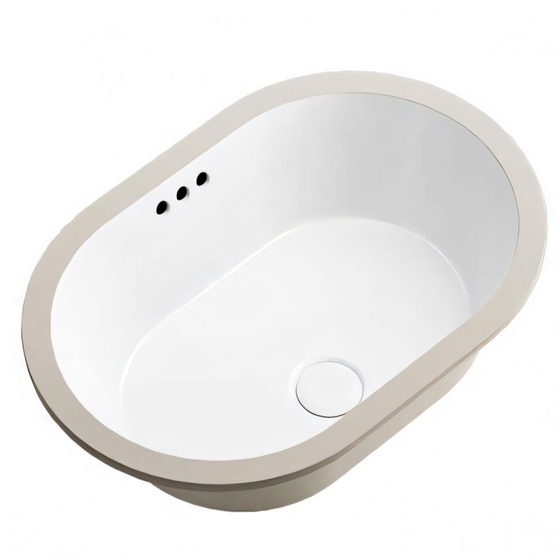 Lavoar, montaj incastrat sub blat, ceramica sanitara, dimensiuni: 60x39-70x41 cm, Alb Lucios, Luca