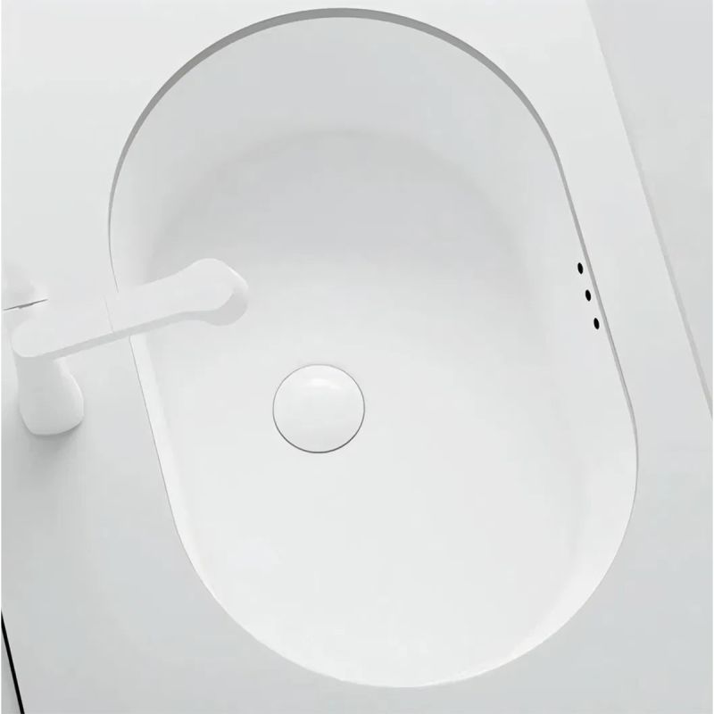 Lavoar, montaj incastrat sub blat, ceramica sanitara, dimensiuni: 60x39-70x41 cm, Alb Lucios, Luca