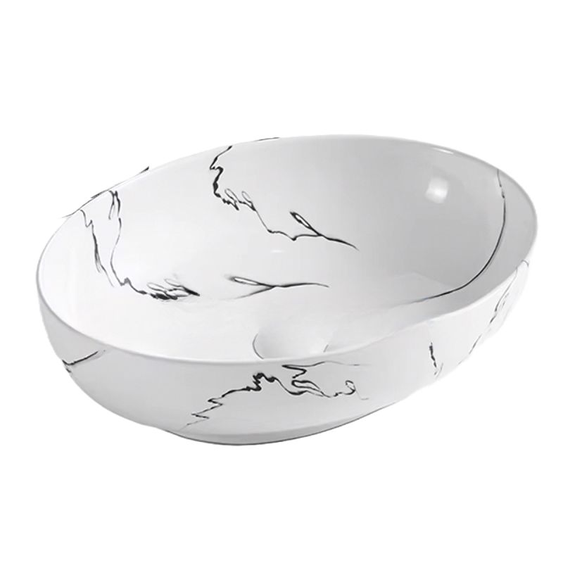 Lavoar, montaj pe blat, 51x39 cm, ceramica sanitara, Alb Marble, Rosa