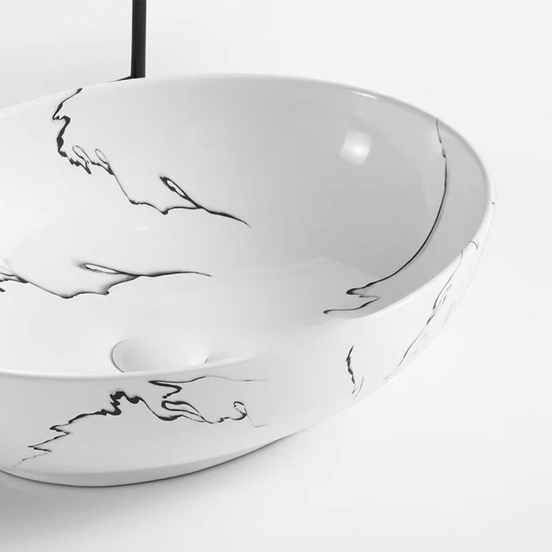 Lavoar, montaj pe blat, 51x39 cm, ceramica sanitara, Alb Marble, Rosa
