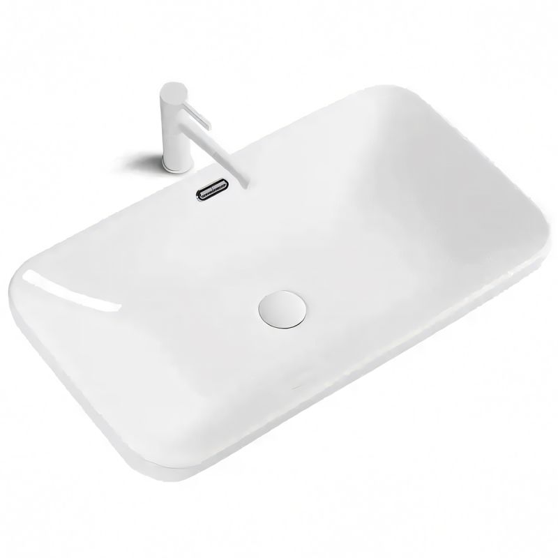 Lavoar, montaj semi-incastrat, ceramica sanitara, Alb Lucios, 70x40x17 cm, Nevelino
