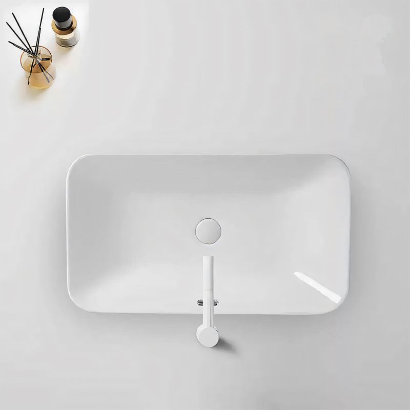 Lavoar, montaj semi-incastrat, ceramica sanitara, Alb Lucios, 70x40x17 cm, Nevelino