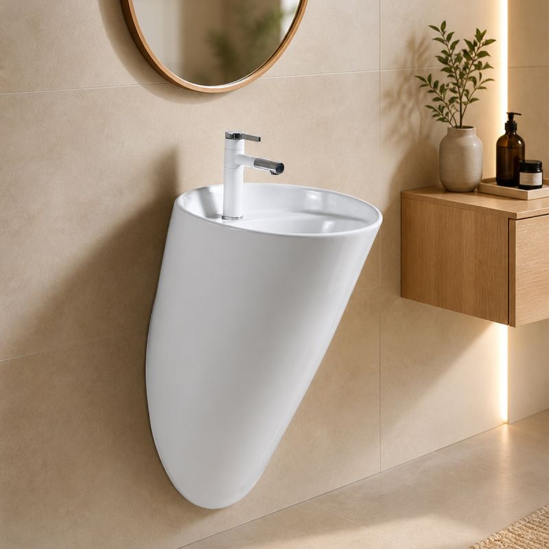 Lavoar, montaj suspendat, 52x44 cm, alb lucios, ceramica sanitara, Angi